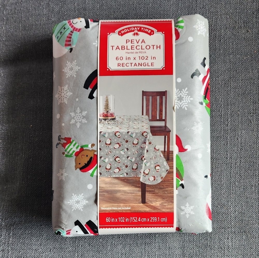 Holiday Time Christmas Peva Tablecloth Rectangle 60 in x 102 in.